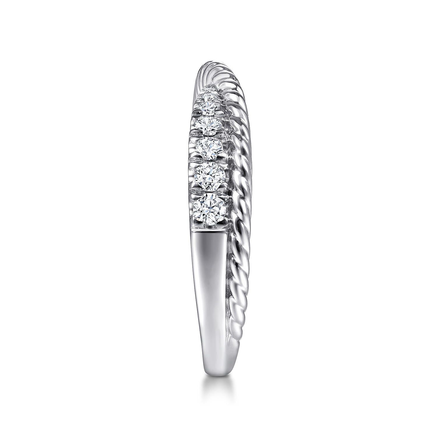 Fancy Wedding Ring in 14k White Gold with Round Natural Diamond at Gabriel & Co. - Shot 4