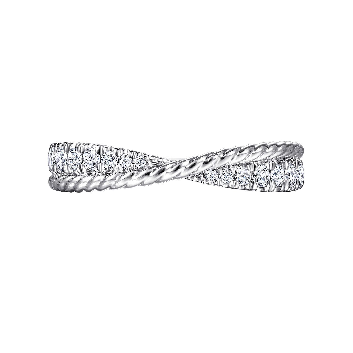 Fancy Wedding Ring in 14k White Gold with Round Natural Diamond at Gabriel & Co. - Shot 5