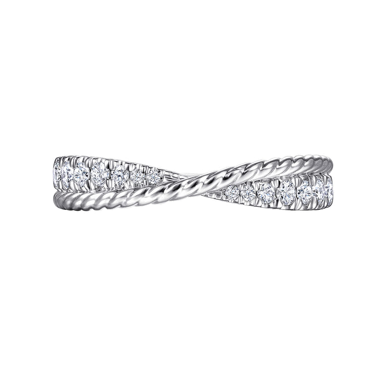 Fancy Wedding Ring in 14k White Gold with Round Natural Diamond at Gabriel & Co. - Shot 5