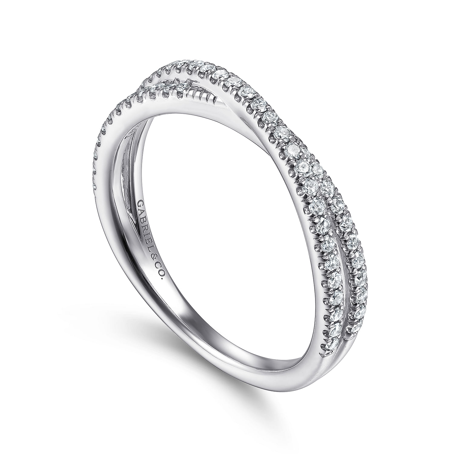 14K White Gold Criss Cross Diamond Stackable Ring - 0.3 ct - Shot 3