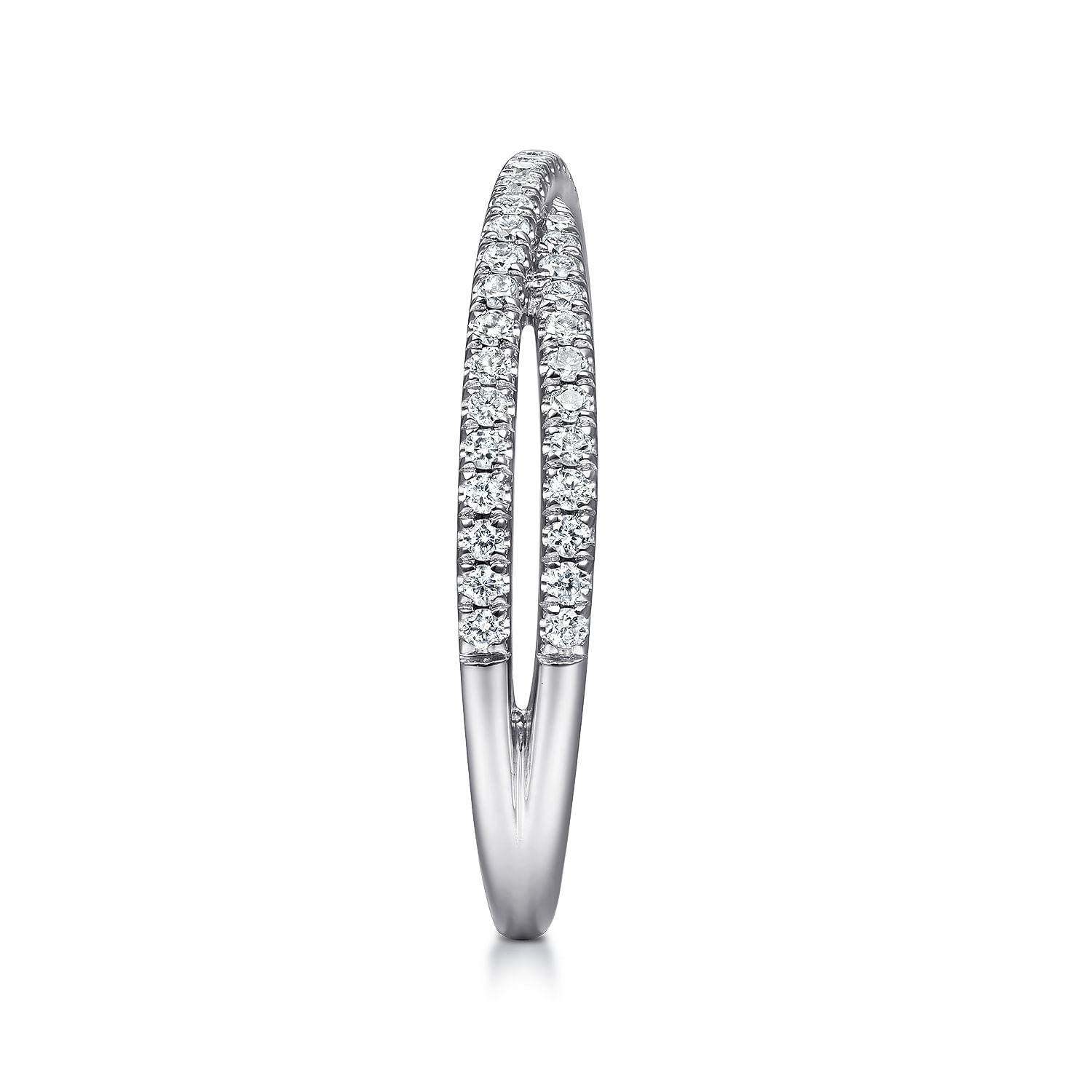 14K White Gold Criss Cross Diamond Stackable Ring