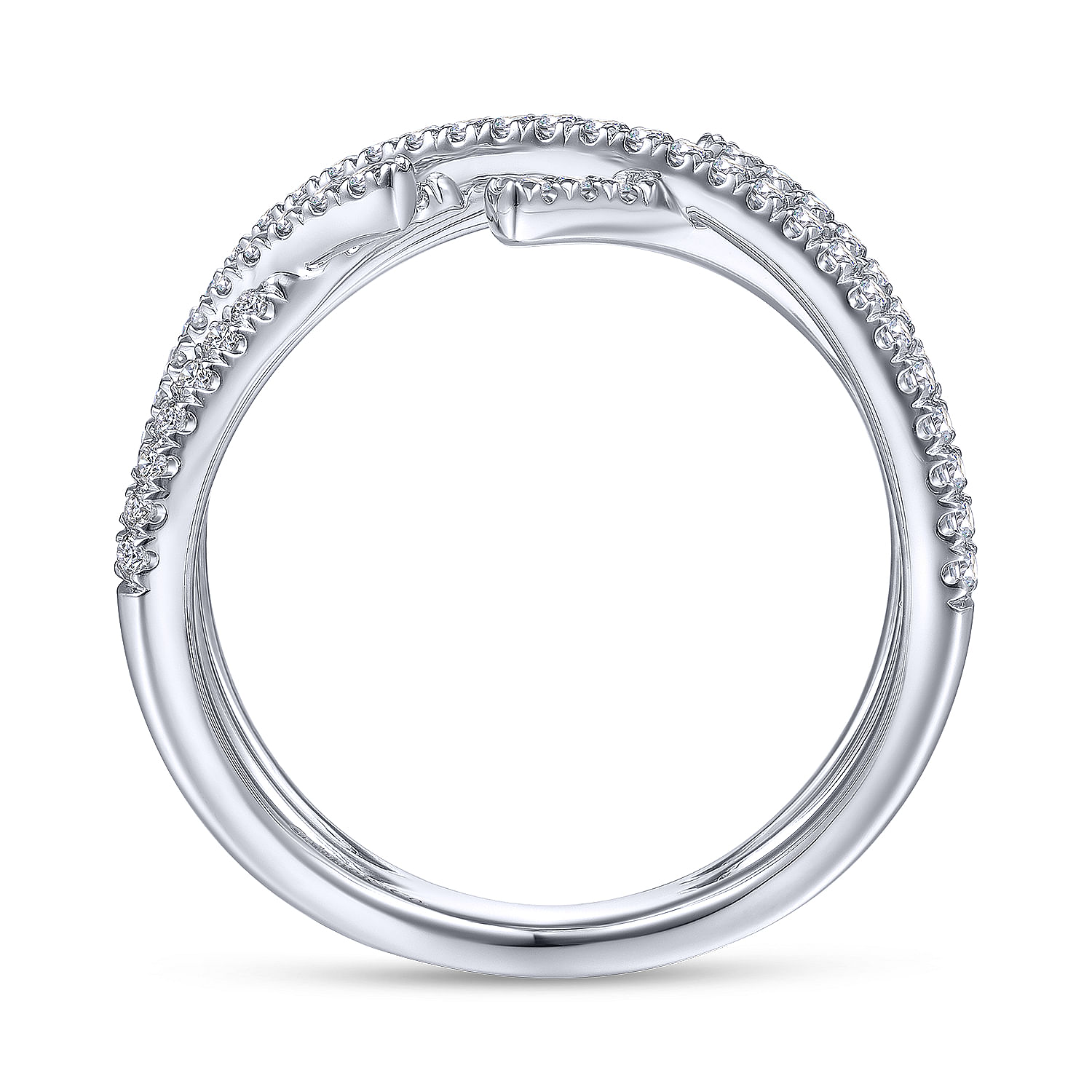 14K White Gold Criss Cross Pave Diamond Ring - 0.4 ct - Shot 2