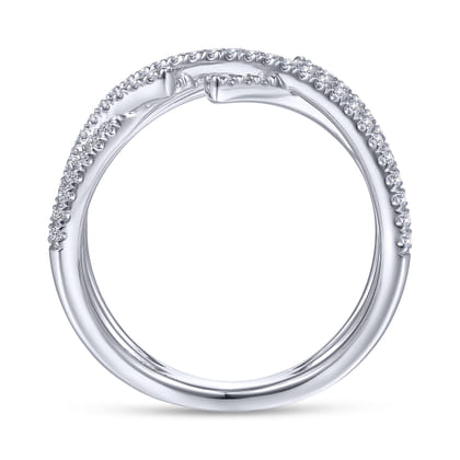 14K White Gold Criss Cross Pave Diamond Ring
