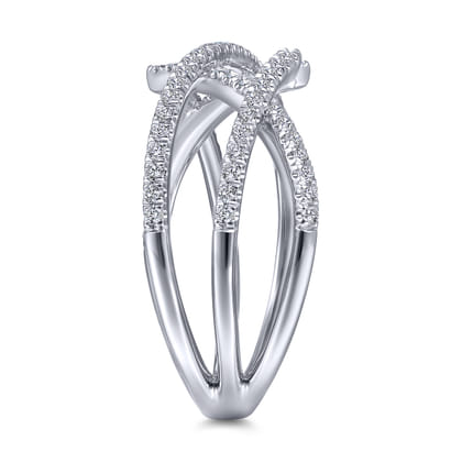 14K White Gold Criss Cross Pave Diamond Ring
