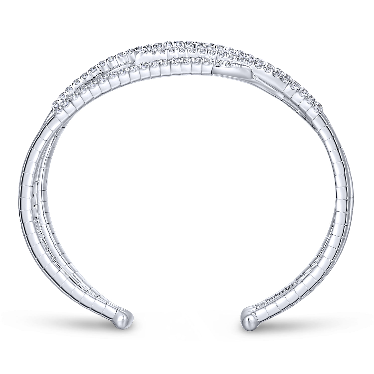 14K White Gold Criss Crossing Diamond Cuff - 1.65 ct - Shot 3