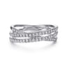 14K White Gold Criss Crossing Diamond Ring - 0.4 ct