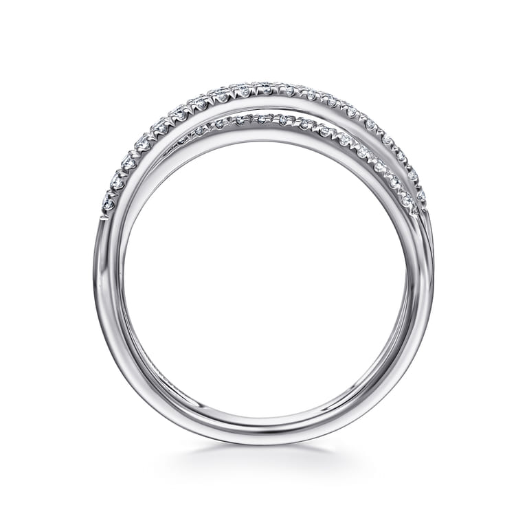 14K White Gold Criss Crossing Diamond Ring - 0.4 ct - Shot 2