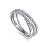 14K White Gold Criss Crossing Diamond Ring - 0.4 ct