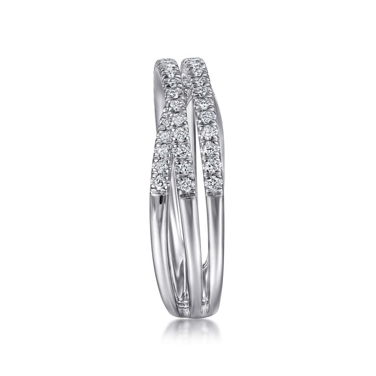14K White Gold Criss Crossing Diamond Ring - 0.4 ct - Shot 4