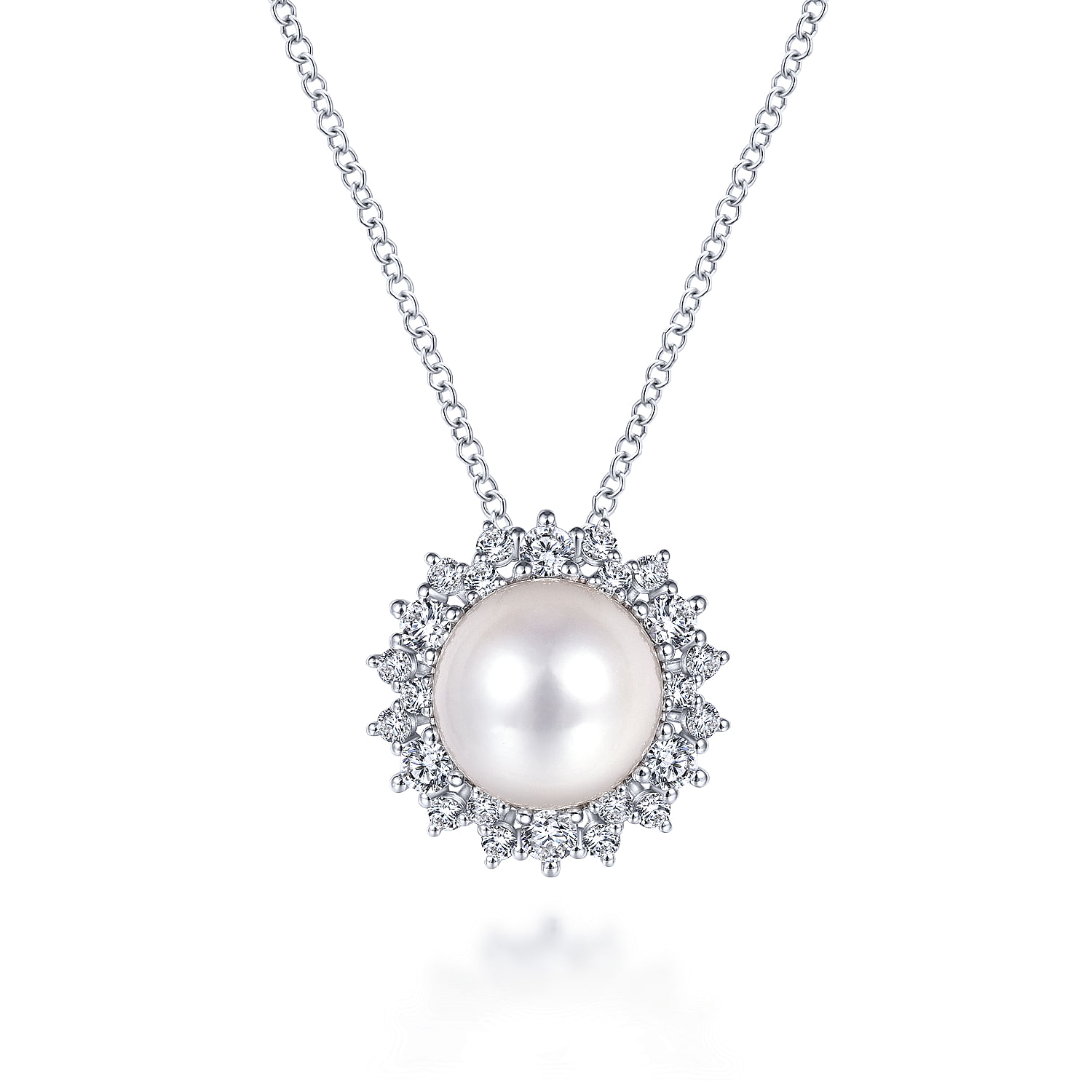 Cultured Pearl Diamond Pendant 14k White offers Gold Small Flower Drop