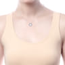14K White Gold Cultured Pearl Diamond Halo Pendant Necklace - 0.5 ct