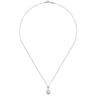 14K White Gold Cultured Pearl Drop Necklace with Diamond Accent - 0.15 ct