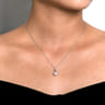 14K White Gold Cultured Pearl Drop Necklace with Diamond Accent - 0.15 ct