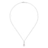 14K White Gold Cultured Pearl and Diamond Drop Pendant Necklace - 0.16 ct