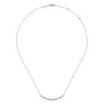 14K White Gold Curved Bar Necklace with Bezel Set Round Diamonds - 0.24 ct