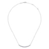 14K White Gold Curved Bar Necklace with Bezel Set Round Diamonds - 0.5 ct