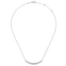 14K White Gold Curved Bar Necklace with Bezel Set Round Diamonds - 0.7 ct