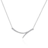 14K White Gold Curved Bypass Bar Necklace with Diamonds - 0.24 ct