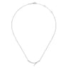 14K White Gold Curved Bypass Bar Necklace with Diamonds - 0.24 ct