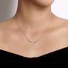 14K White Gold Curved Bypass Bar Necklace with Diamonds - 0.24 ct
