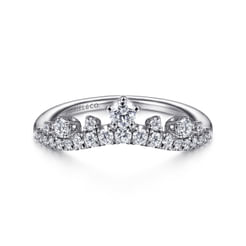 14K White Gold Curved Diamond Anniversary Band