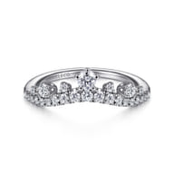 14K White Gold Curved Diamond Anniversary Band