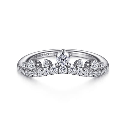 14K White Gold Curved Diamond Anniversary Band