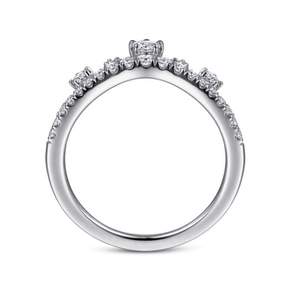 14K White Gold Curved Diamond Anniversary Band