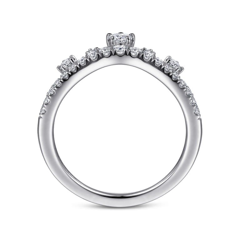 Curved Wedding Ring in 14k White Gold with Round Natural Diamond at Gabriel & Co. - Shot 2