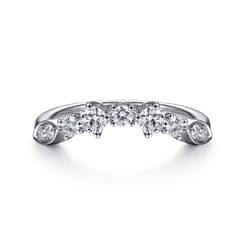 14K White Gold Curved Diamond Anniversary Band