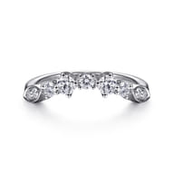 14K White Gold Curved Diamond Anniversary Band