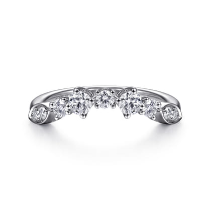 14K White Gold Curved Diamond Anniversary Band