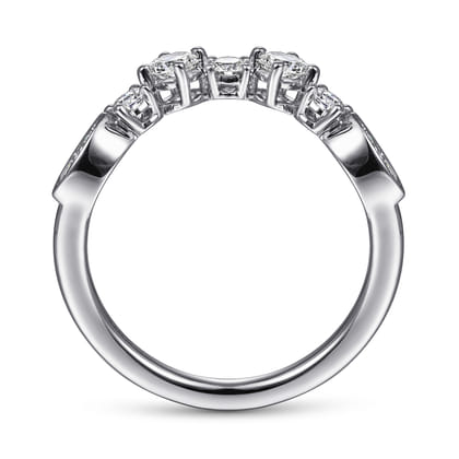14K White Gold Curved Diamond Anniversary Band
