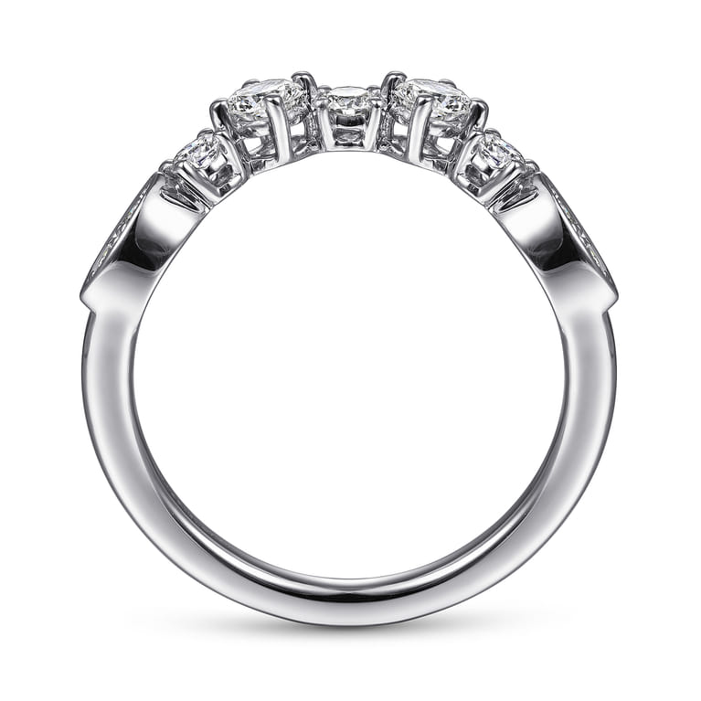 Curved Wedding Ring in 14k White Gold with Round Natural Diamond at Gabriel & Co. - Shot 2