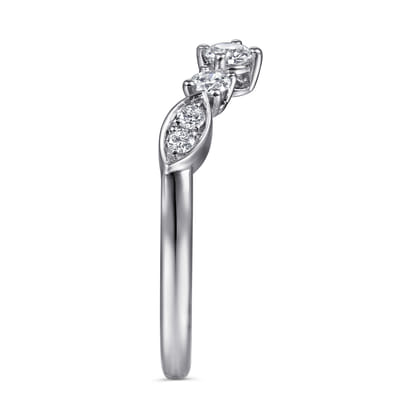 14K White Gold Curved Diamond Anniversary Band