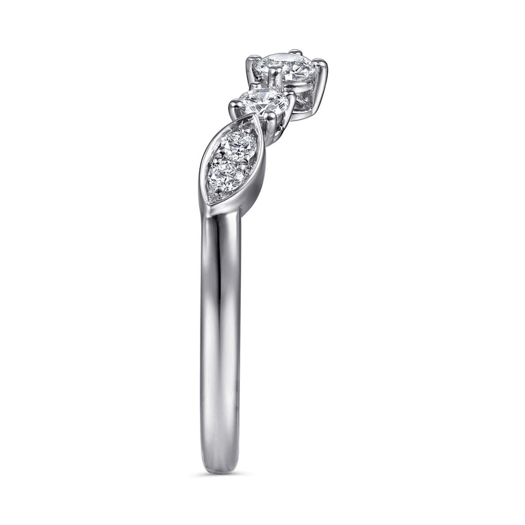 Curved Wedding Ring in 14k White Gold with Round Natural Diamond at Gabriel & Co. - Shot 4