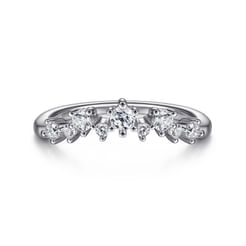 14K White Gold Curved Diamond Anniversary Band