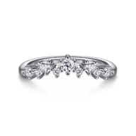 14K White Gold Curved Diamond Anniversary Band