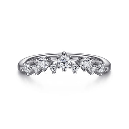 14K White Gold Curved Diamond Anniversary Band