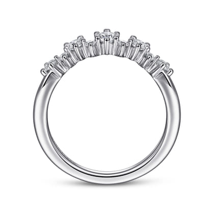 14K White Gold Curved Diamond Anniversary Band