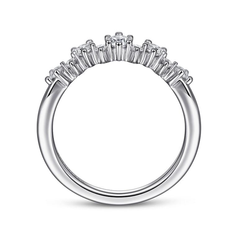 Curved Wedding Ring in 14k White Gold with Round Natural Diamond at Gabriel & Co. - Shot 2