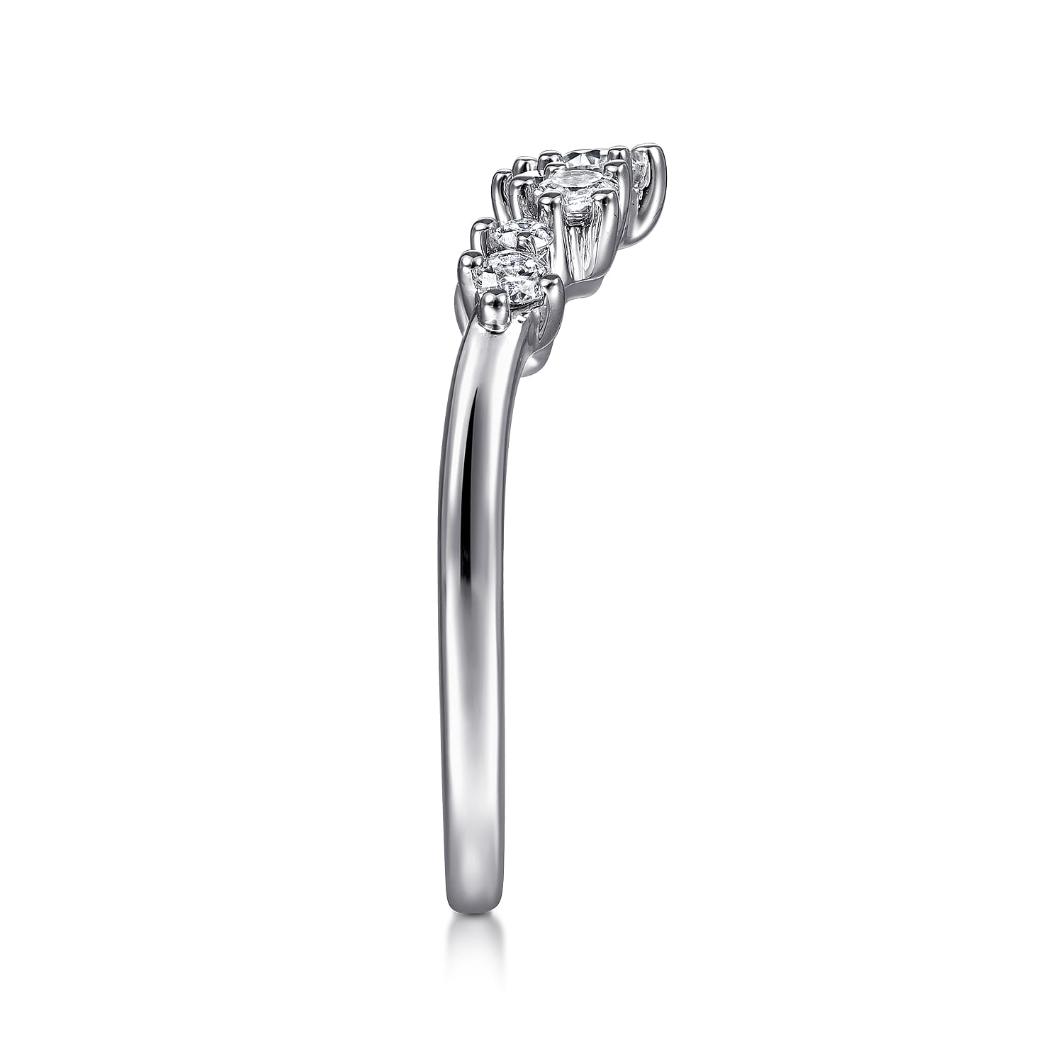 Curved Wedding Ring in 14k White Gold with Round Natural Diamond at Gabriel & Co. - Shot 4