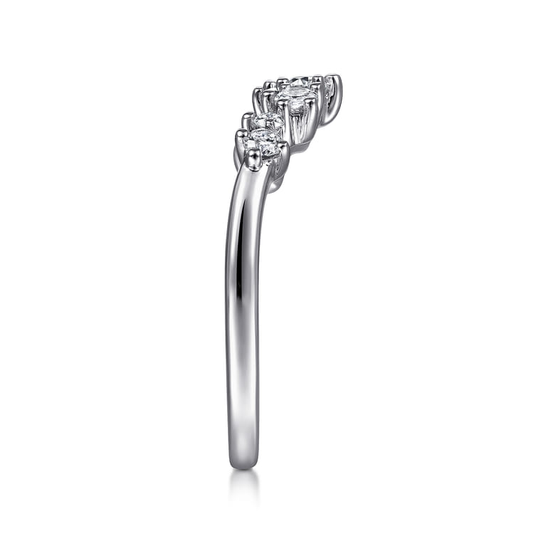 Curved Wedding Ring in 14k White Gold with Round Natural Diamond at Gabriel & Co. - Shot 4