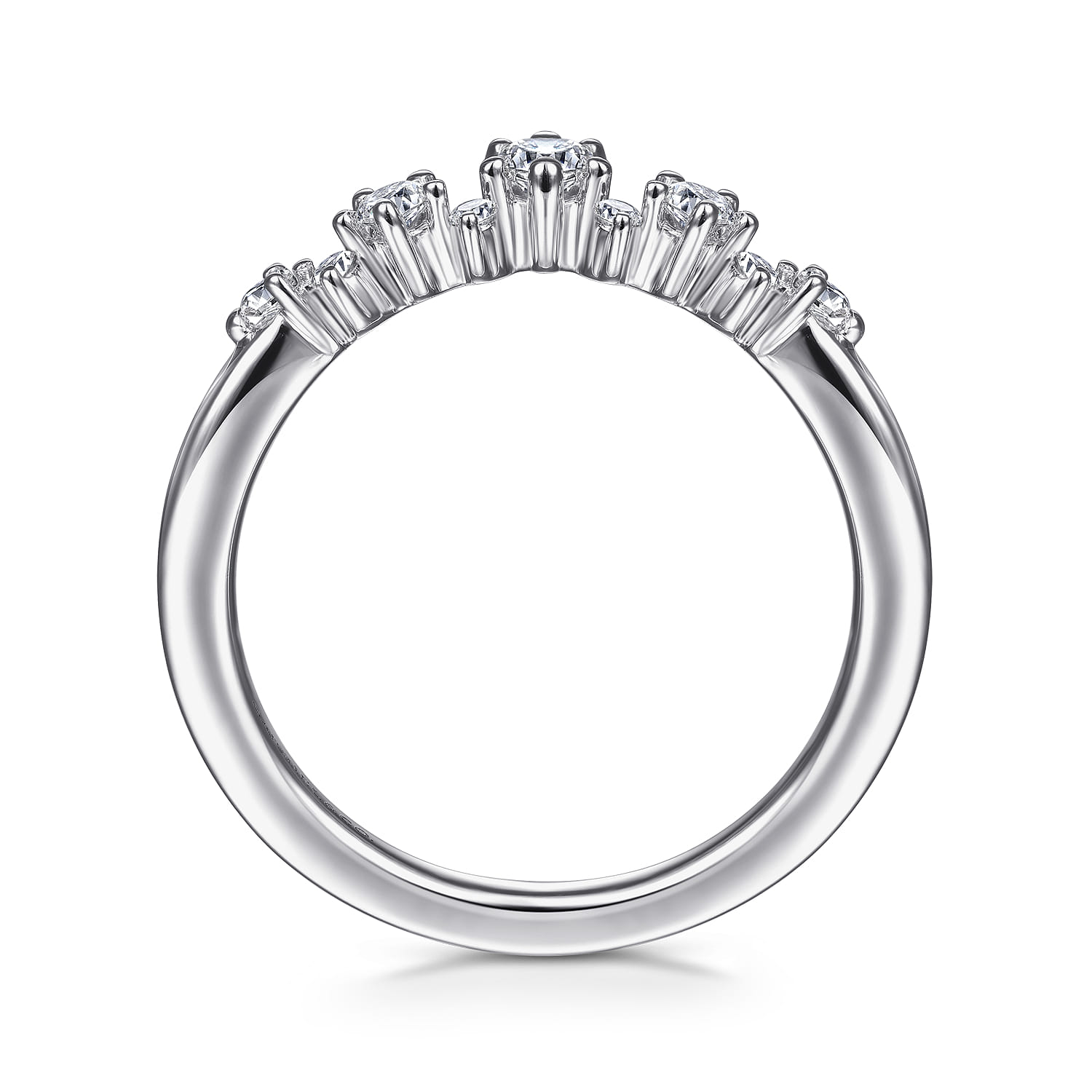 Curved Wedding Ring in 14k White Gold with Round Natural Diamond at Gabriel & Co. - Shot 2