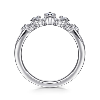14K White Gold Curved Diamond Anniversary Band