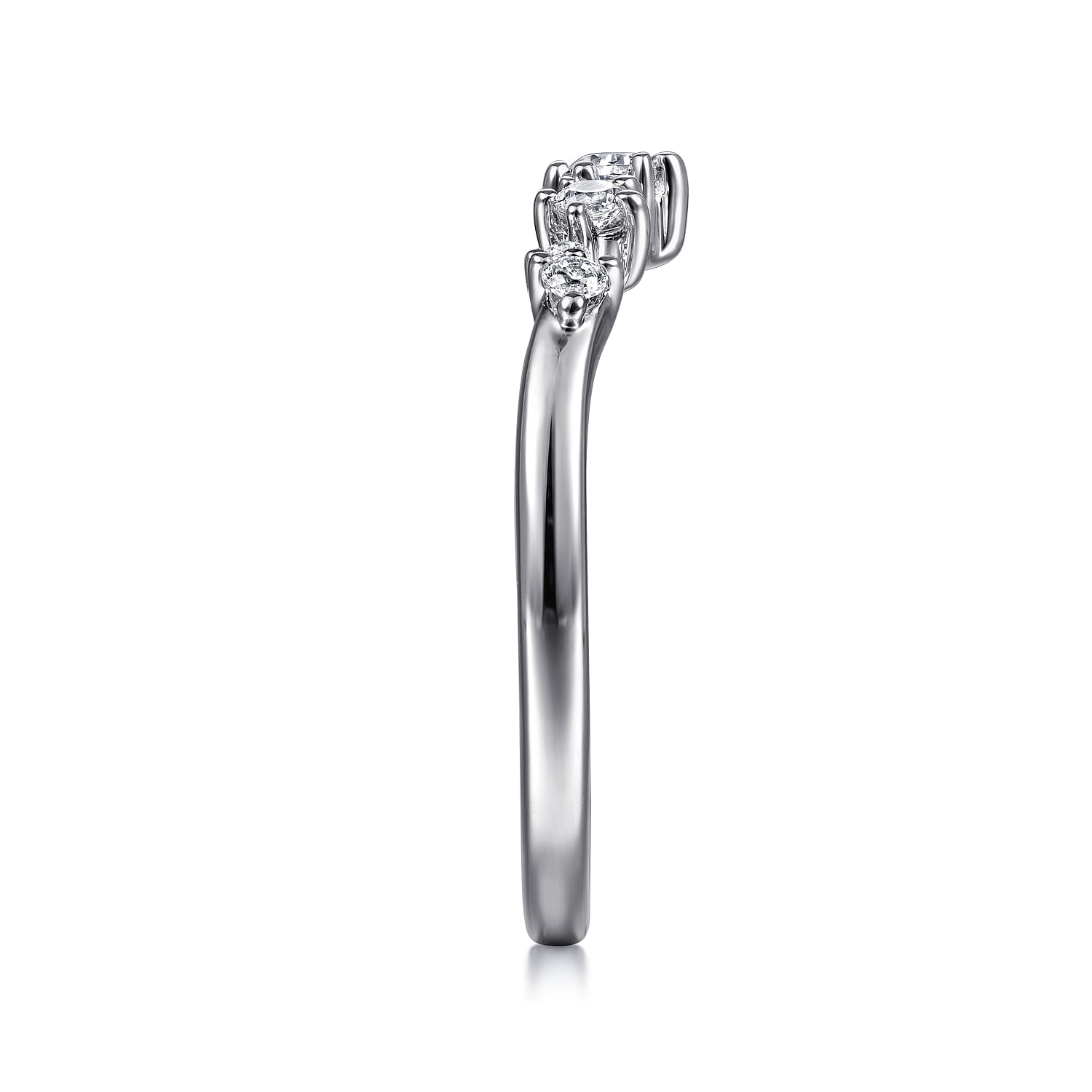 Curved Wedding Ring in 14k White Gold with Round Natural Diamond at Gabriel & Co. - Shot 4