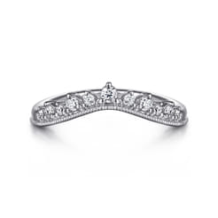 14K White Gold Curved Diamond Anniversary Band