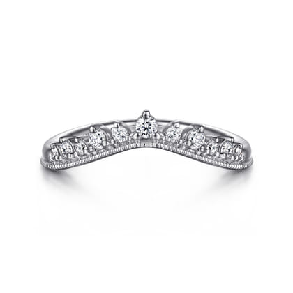 14K White Gold Curved Diamond Anniversary Band