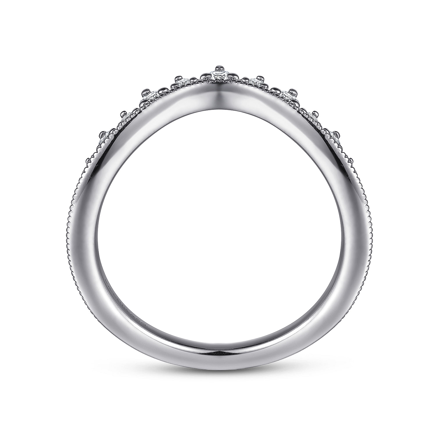 14K White Gold Curved Diamond Anniversary Band
