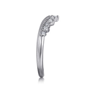 14K White Gold Curved Diamond Anniversary Band